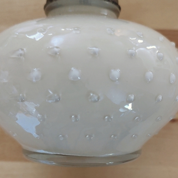Vintage Hobnob Cream Glass Oil Lamp Circa 1960 - Picture 2 of 5